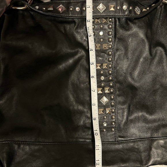 Black studded hobo style purse - Picture 7 of 12